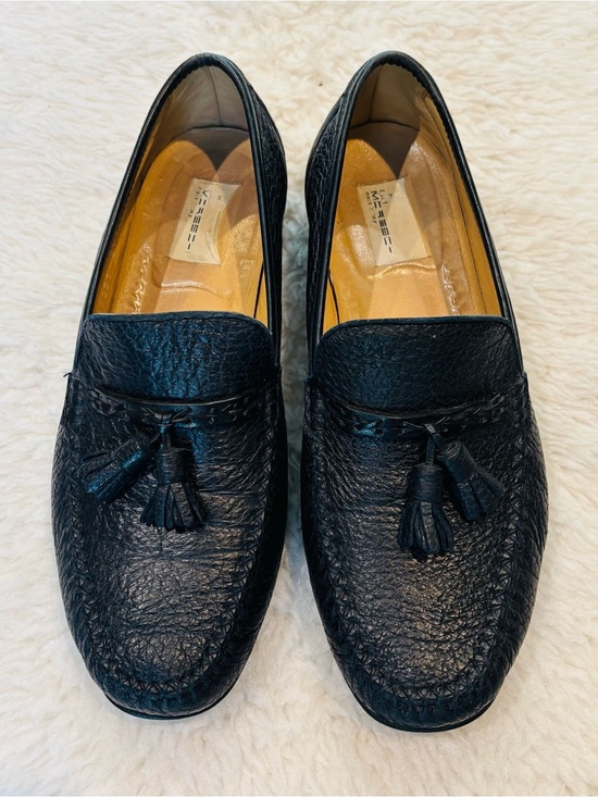 Vintage Genuine Cowhide Leather Italian  Black Tassel Leather Loafers size 9.5 main image 6